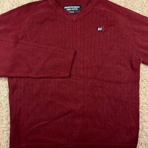 Abercrombie & Fitch Sweater Mens Large Maroon Red V Neck Pullover Heavy A+F92